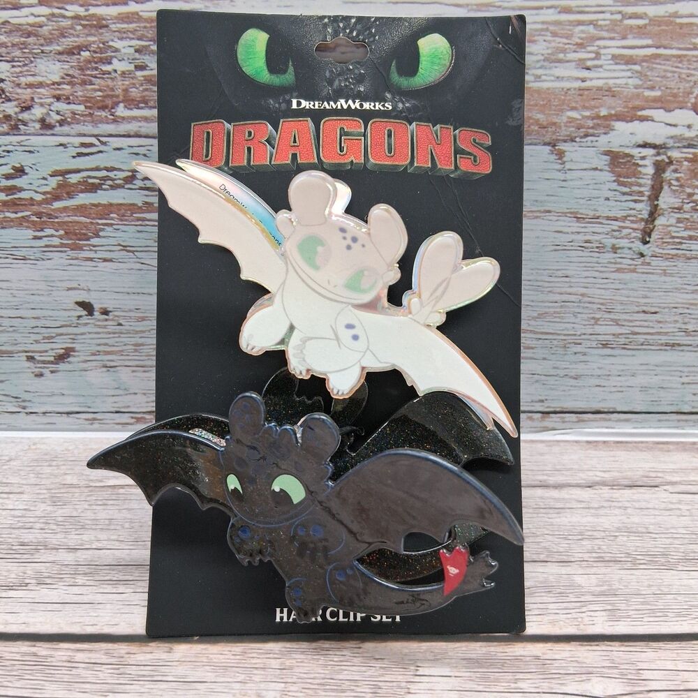 Hot Topic How To Train Your Dragon Toothless & Light Fury Duo Claw Hair Clip Set